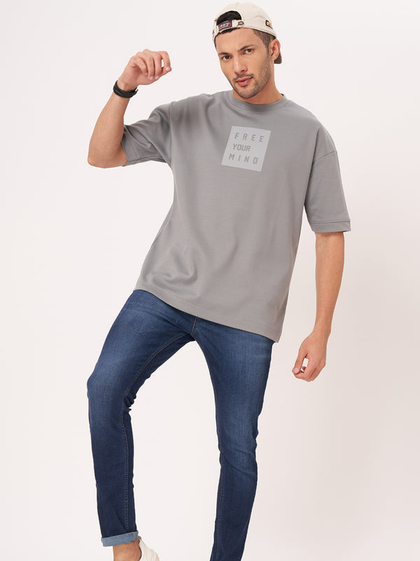 Ash Grey Half Sleeve Oversized T-Shirt