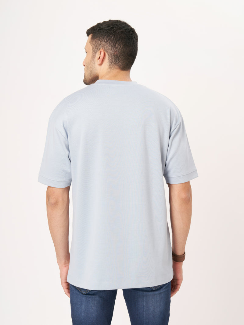 Steel Blue Half Sleeve Oversized T Shirt