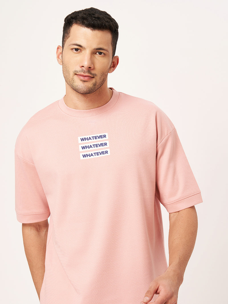 Baby Pink Interlock Round Neck Oversized T-Shirt