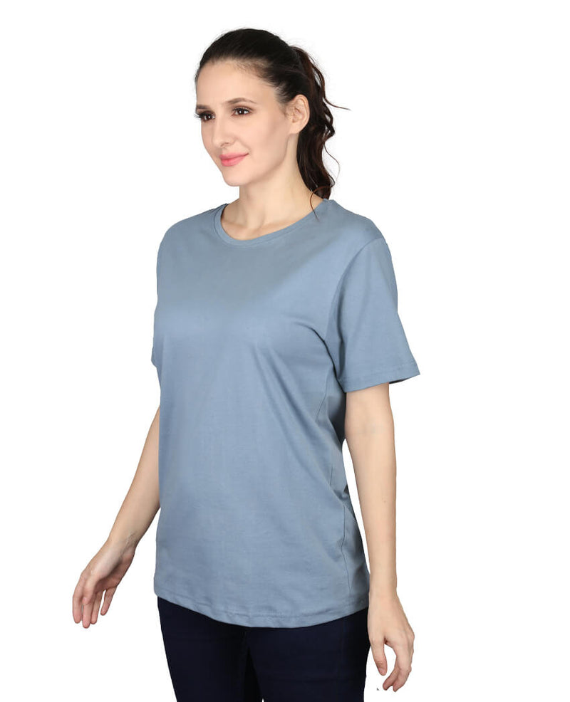 ZU Womens Cotton Solid Round Neck T-Shirt