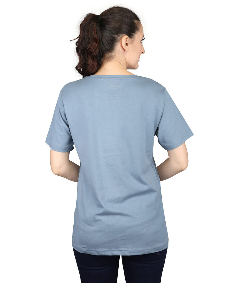 ZU Womens Cotton Solid Round Neck T-Shirt