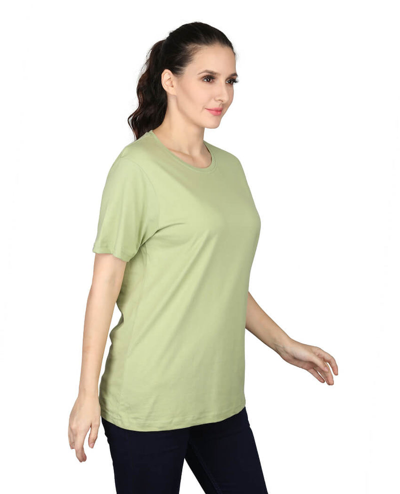 ZU Womens Cotton Solid Round Neck T-Shirt