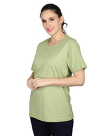 ZU Womens Cotton Solid Round Neck T-Shirt