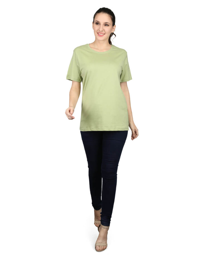 ZU Womens Cotton Solid Round Neck T-Shirt