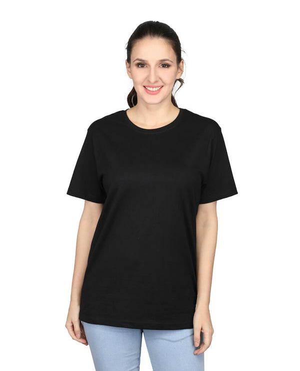 ZU Womens Cotton Solid Round Neck T-Shirt