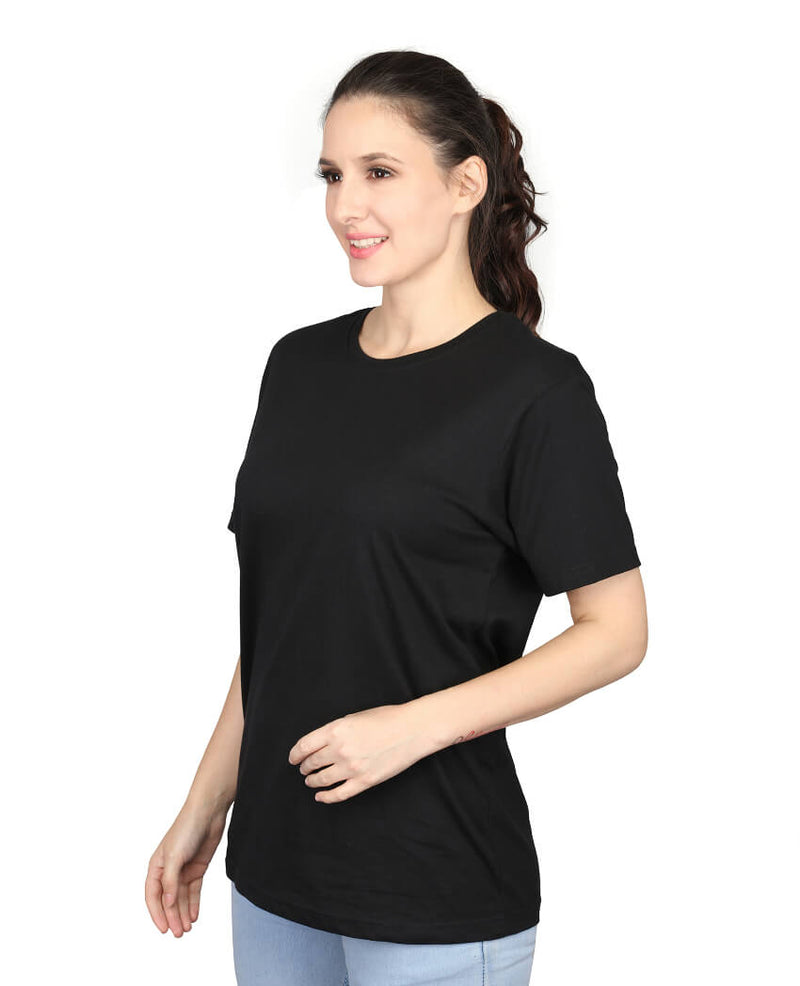 ZU Womens Cotton Solid Round Neck T-Shirt