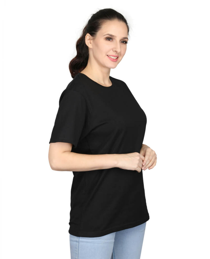 ZU Womens Cotton Solid Round Neck T-Shirt