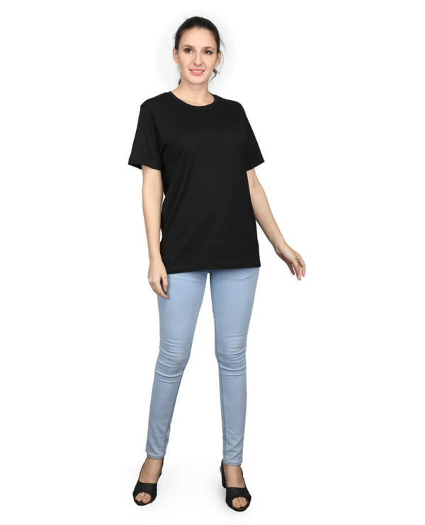 ZU Womens Cotton Solid Round Neck T-Shirt