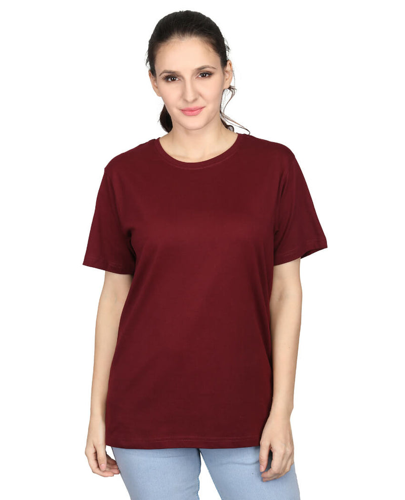 ZU Womens Cotton Solid Round Neck T-Shirt