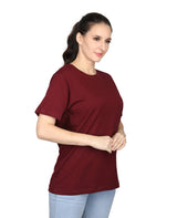 ZU Womens Cotton Solid Round Neck T-Shirt