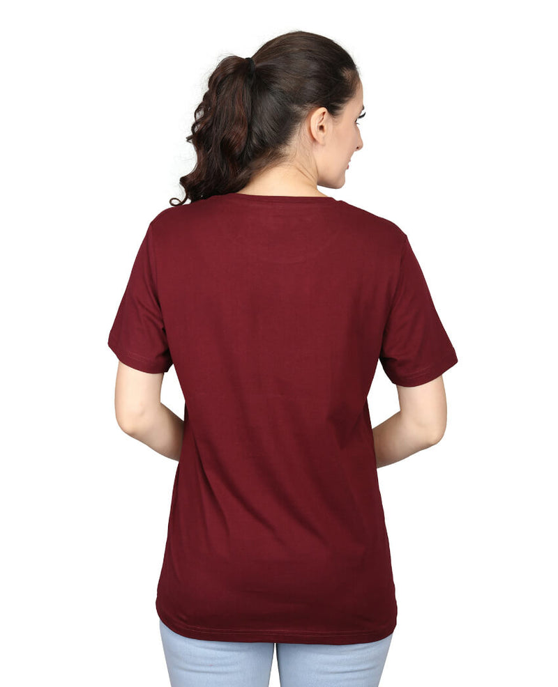 ZU Womens Cotton Solid Round Neck T-Shirt