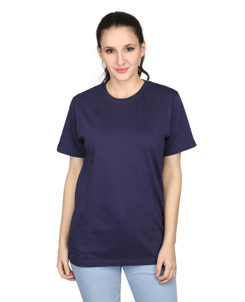 ZU Womens Cotton Solid Round Neck T-Shirt
