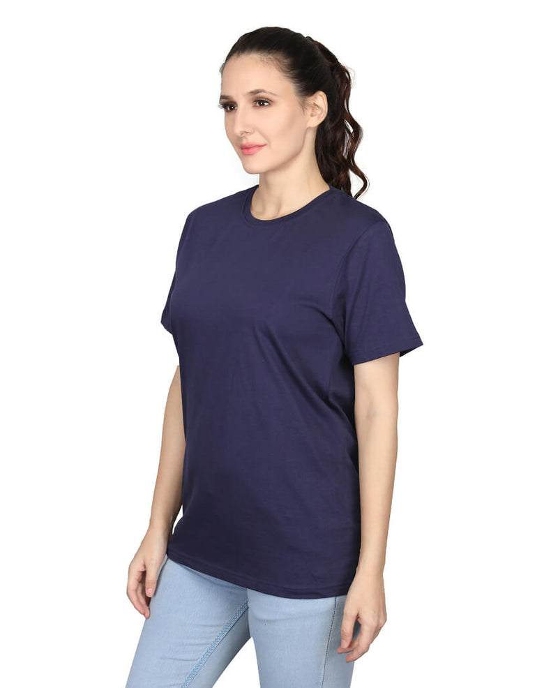 ZU Womens Cotton Solid Round Neck T-Shirt