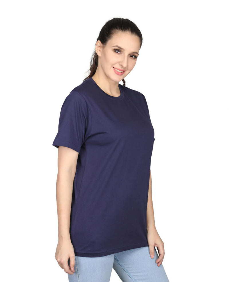 ZU Womens Cotton Solid Round Neck T-Shirt