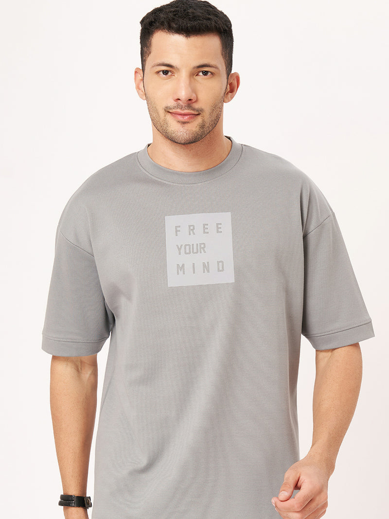 Interlock Round Neck Half Sleeve Graphic Printed Drop Shoulder T-Shirt