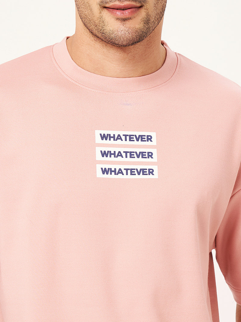 Baby Pink Interlock Round Neck Oversized T-Shirt