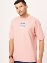 Baby Pink Interlock Round Neck Oversized T-Shirt