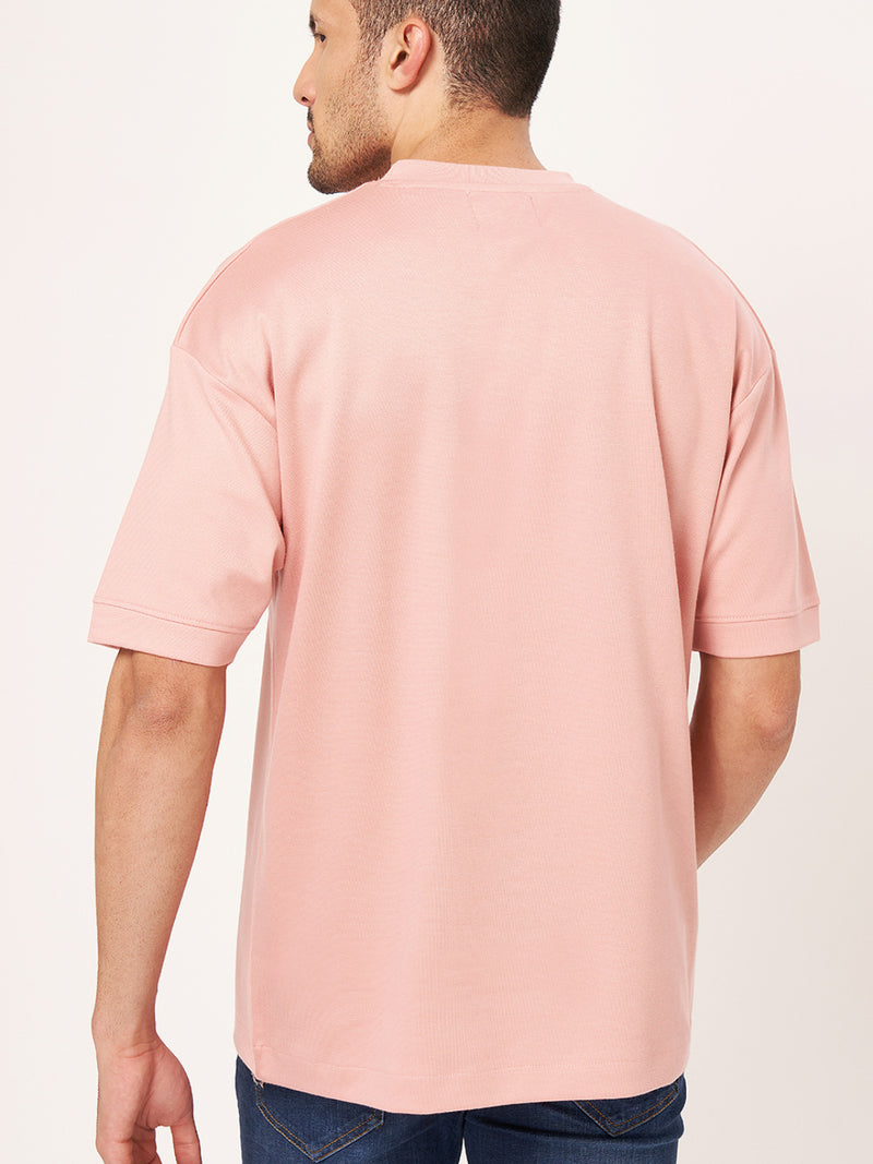 Interlock Round Neck Half Sleeve Graphic Printed Drop Shoulder T-Shirt
