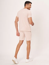 Beige Typography T-shirt And Shorts Co-Ord Set