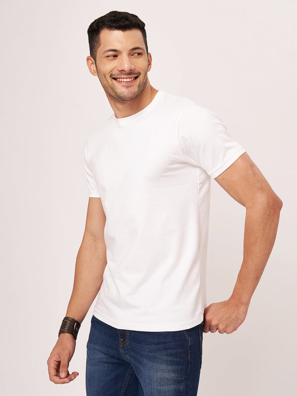 White Round Neck Half Sleeve T-shirt