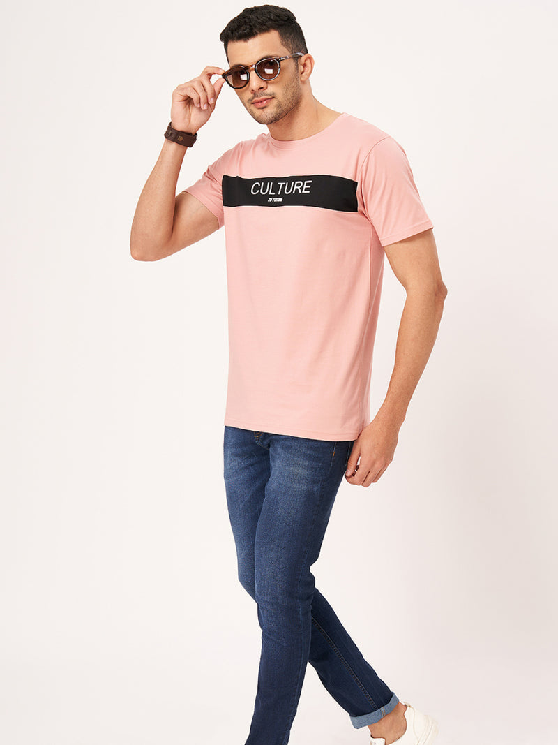 Baby Pink Printed Half Sleeve T-shirt