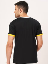 Dark Black Printed Half Sleeve T-shirt