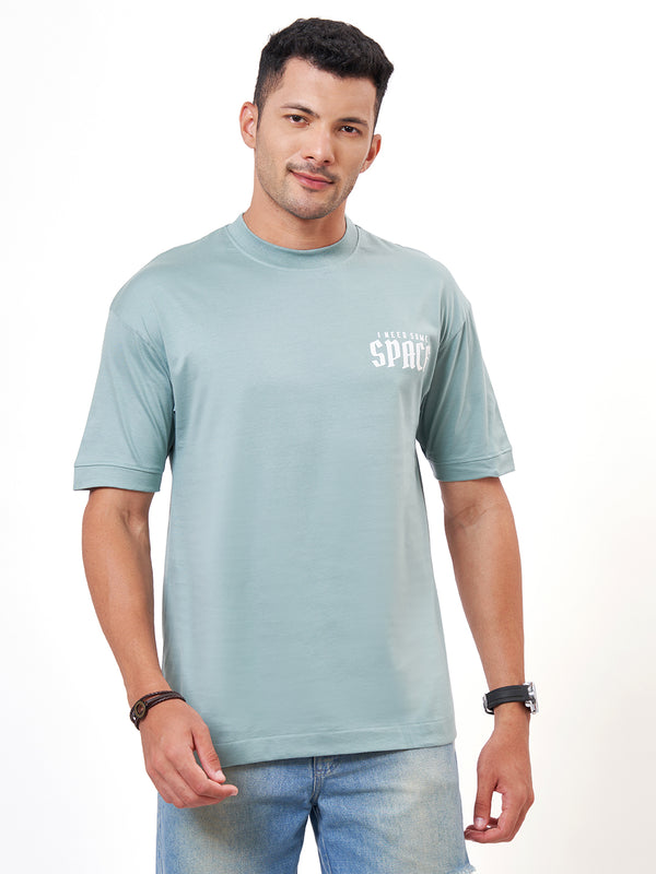 Pista Green Printed T-shirt And Light Blue jeans