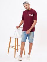 Wine Printed Oversized T-Shirt