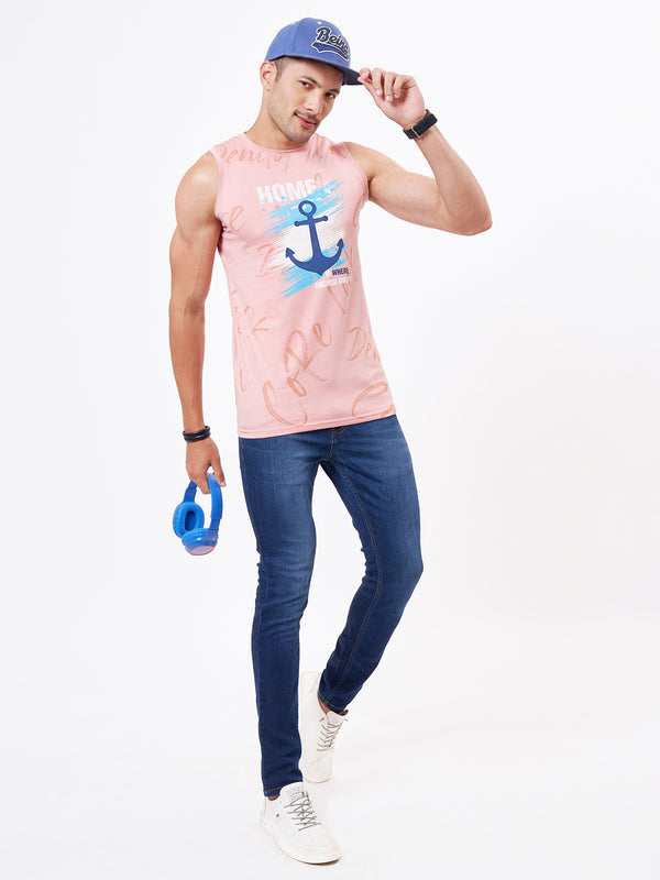 Baby Pink Vest With Dark Blue Jeans