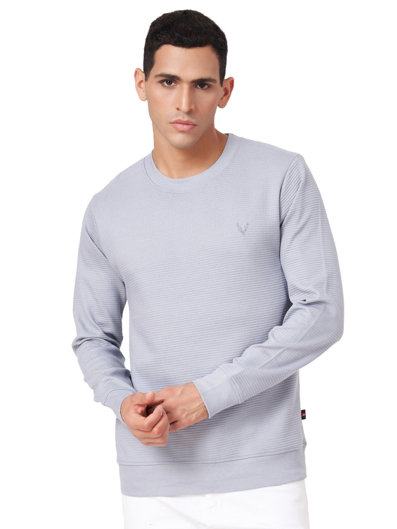 100% Cotton Waffle Knit Full Sleeve Round Neck Sweatshirt