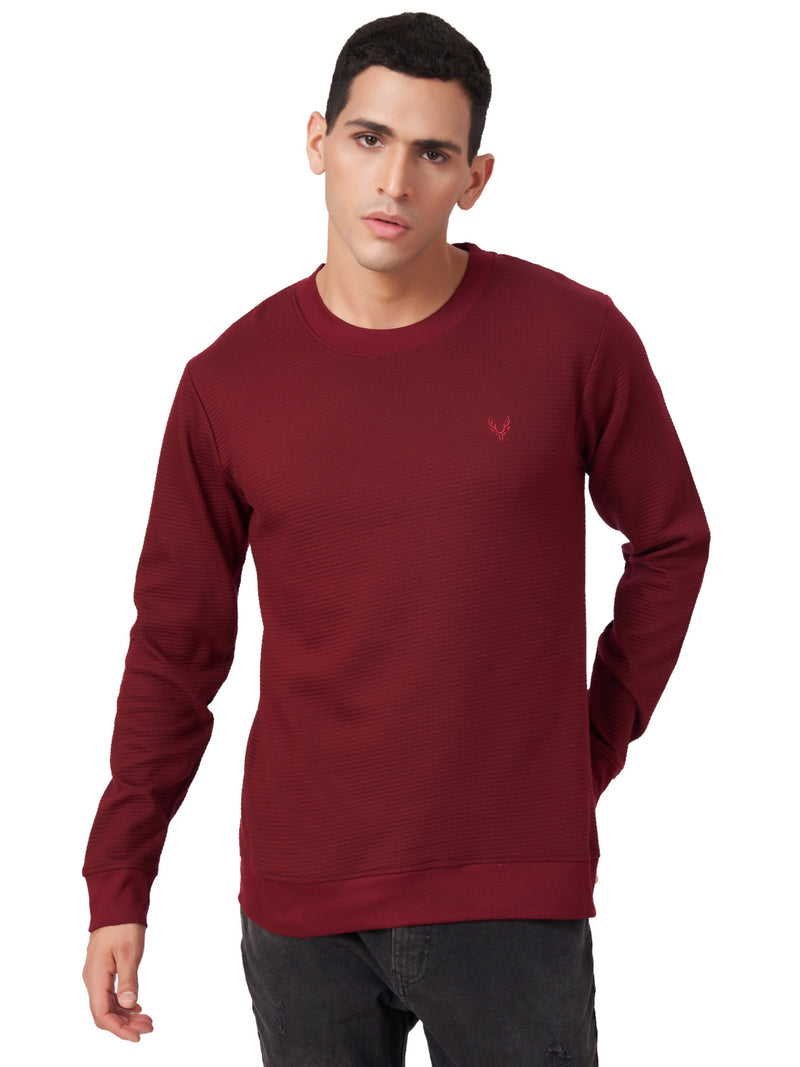 100% Cotton Waffle Knit Full Sleeve Round Neck Sweatshirt