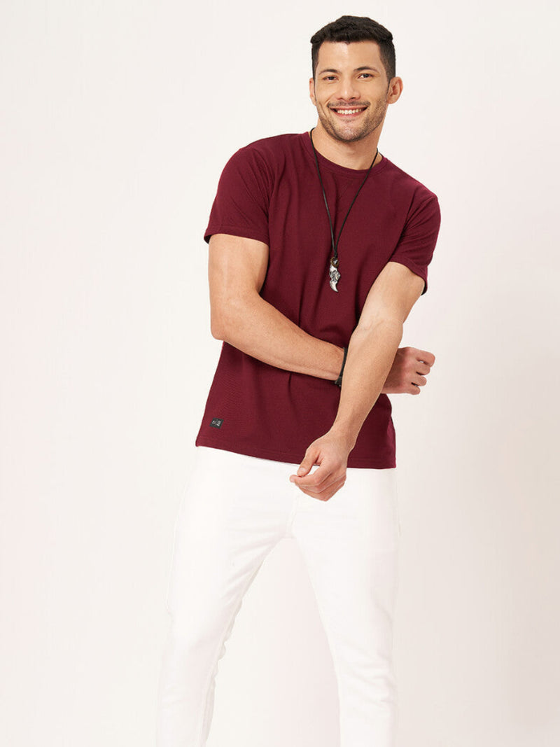 Solid Round Neck Half Sleeve T-shirt