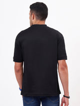 Black Printed Half Sleeve Oversized T Shirt
