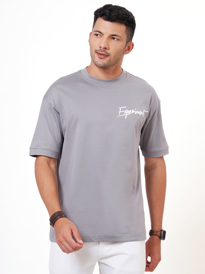 Grey Printed Oversized T Shirt