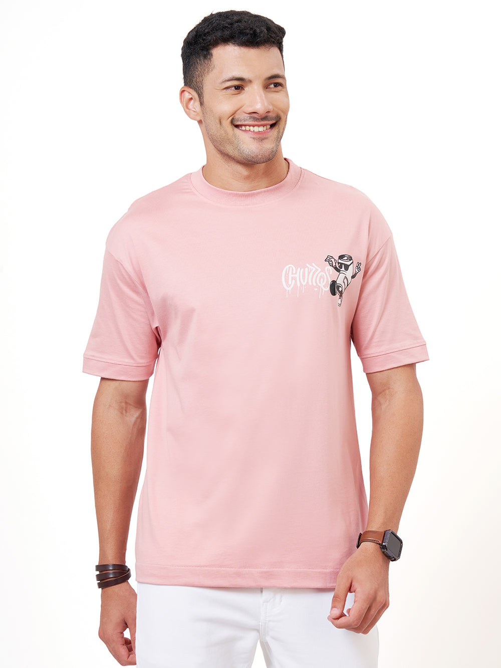Attends☆Baby pink tee shirt Regular Fit Round Neck Solid T-Shirt - Pink | Benetton
