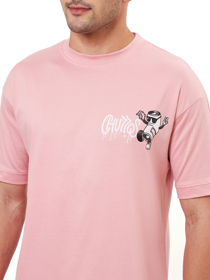 Baby Pink Printed Oversized T-Shirt