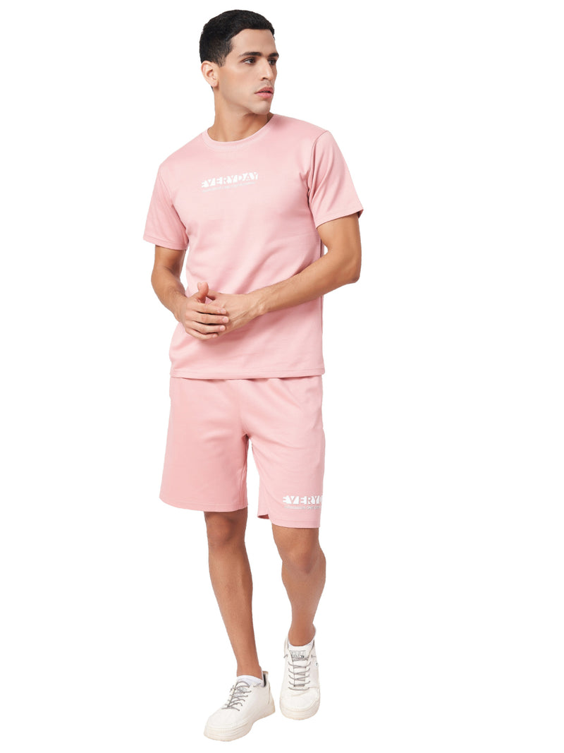 Baby Pink T-shirt And Shorts Co-Ord Set