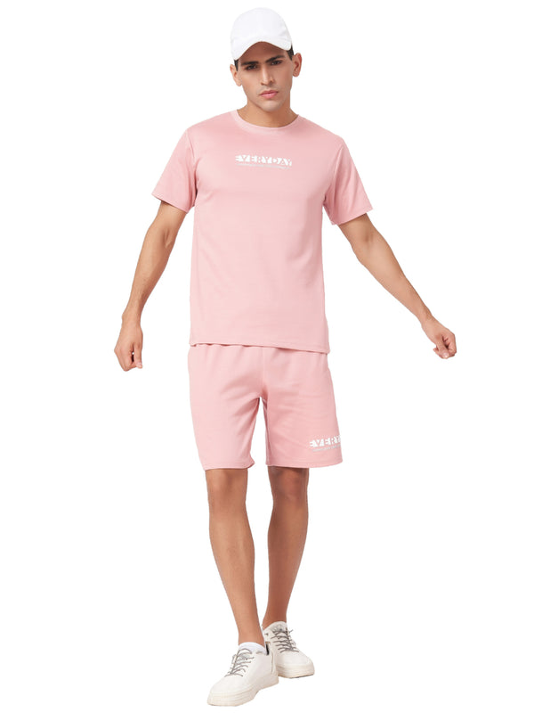 Baby Pink T-shirt And Shorts Co-Ord Set
