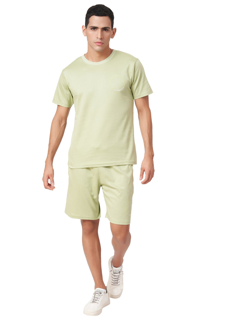 Creamy Green T-shirt And Shorts Co-Ord Set