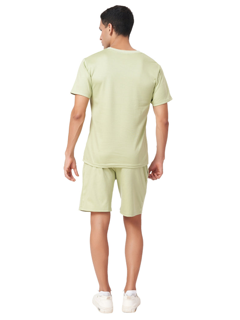 Creamy Green T-shirt And Shorts Co-Ord Set