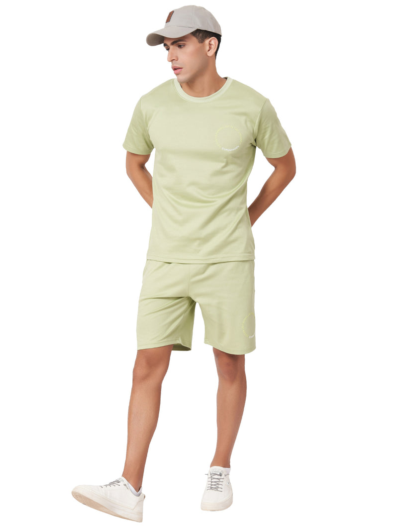 Creamy Green T-shirt And Shorts Co-Ord Set