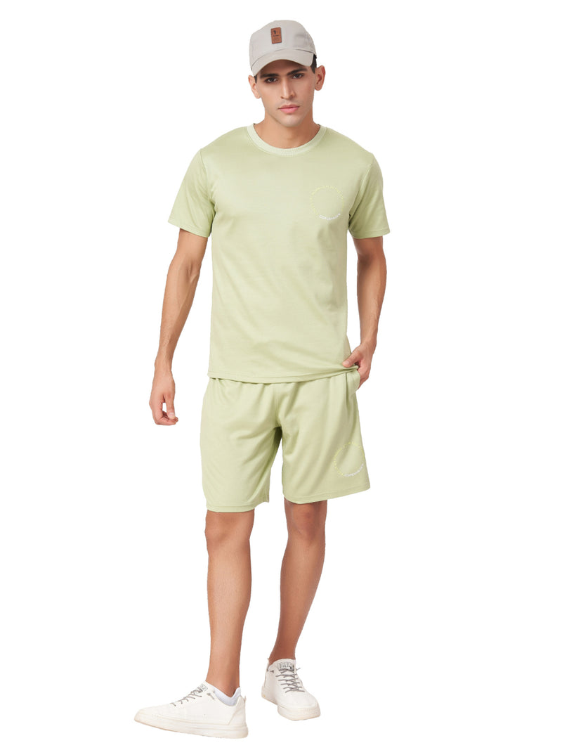 Creamy Green T-shirt And Shorts Co-Ord Set