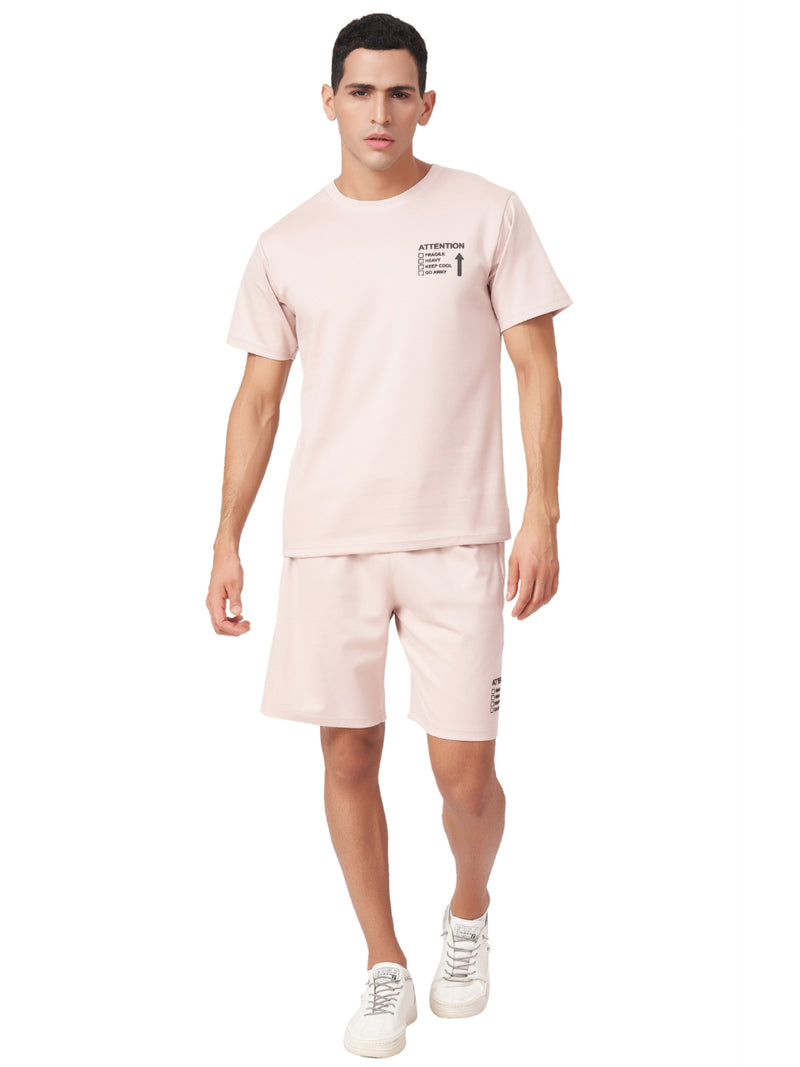 Light Pink T-shirt And Shorts Co-Ord Set