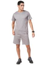 Grey Typography T-shirt And Shorts Co Ord Set