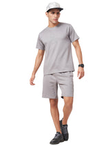 Grey Typography T-shirt And Shorts Co Ord Set