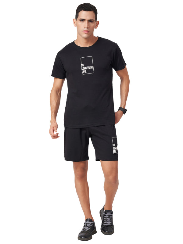 Black T-shirt And Shorts Co-Ord Set