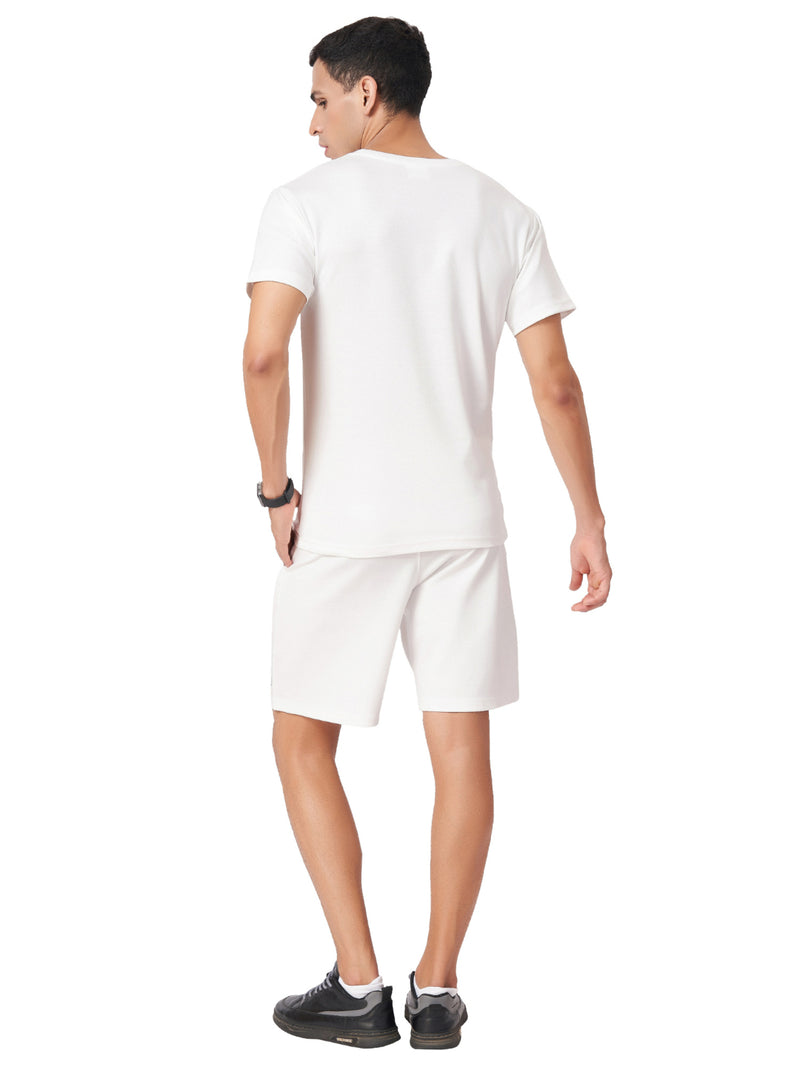 White Typography T-shirt And Shorts Co-Ord Set