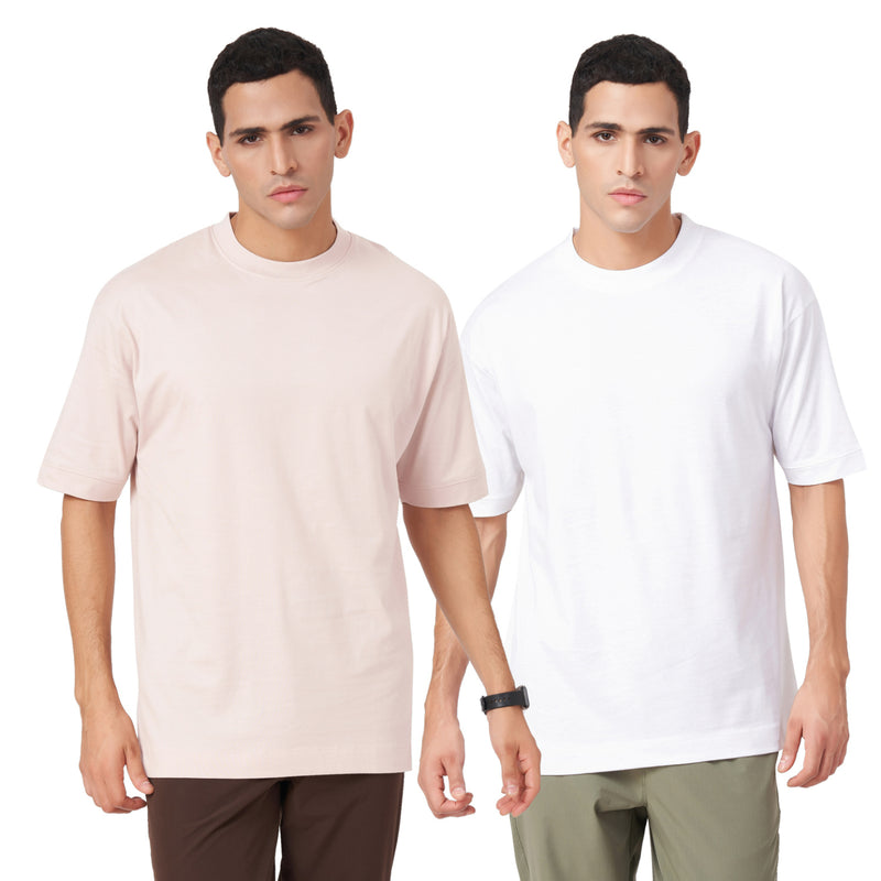 Solid Round Neck Oversized T-shirt Combo