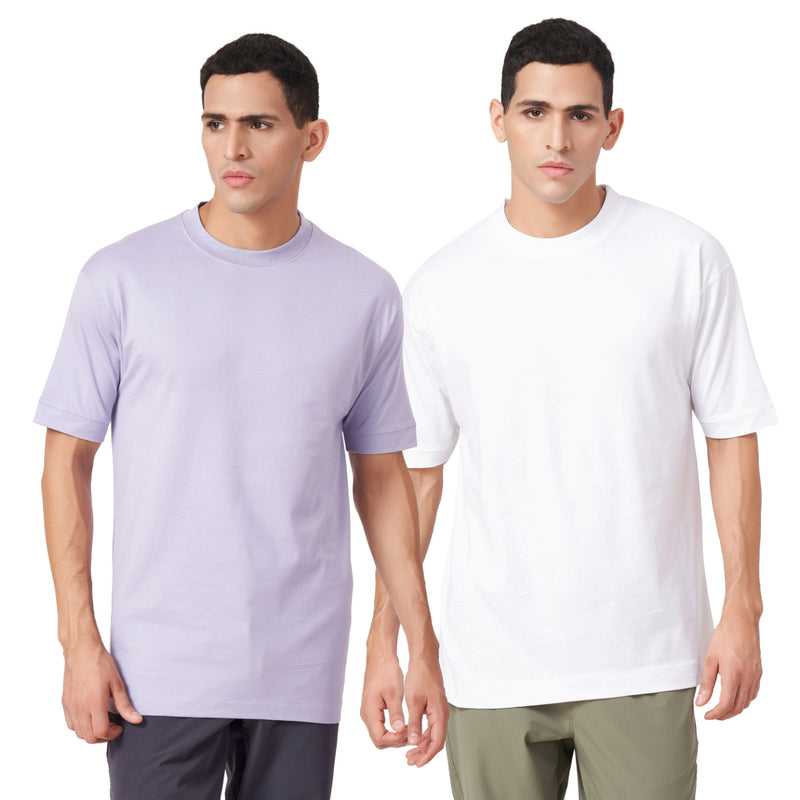 Solid Round Neck Oversized T-shirt Combo