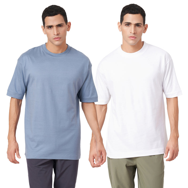 Solid Round Neck Oversized T-shirt Combo